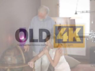 Old4k stylish Old Dad Satisfies Winsome adolescent in.