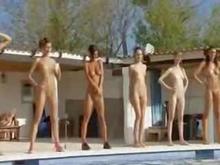 Six Naked girls by the pool from italia